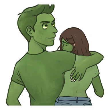 A white man with brown hair and his back has scratches on it from a women’s nails  sticker