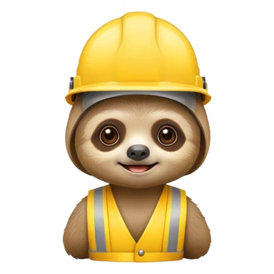 baby sloth face with a yellow construction helmet, no body sticker