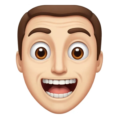 Guy with brown eyes and brown hair has mouth open, teeth shown, nostrils opened , eyes wide, eyebrows high, funny face  sticker
