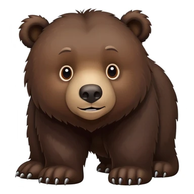 Dark brown grizzly bear on four legs with natural fur texture, minimalist design, very dark brown coloration sticker