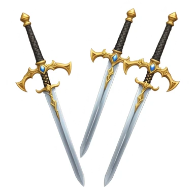 Two Golden royal swords with gold blades and gold handel sticker