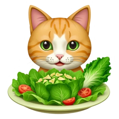 cat eating salad sticker