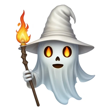 Ghost with pointy hat and flame stick sticker