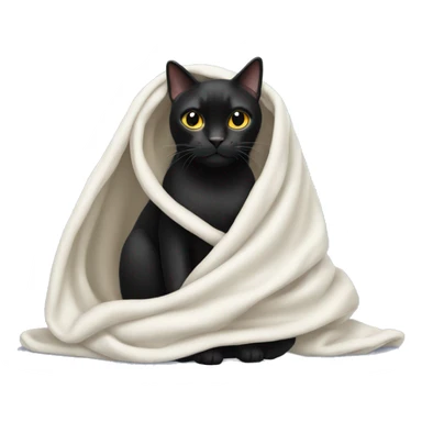 Black cat wearing white blanket sticker