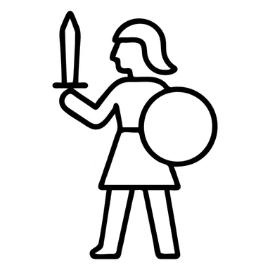 Female warrior with sword and shield sticker