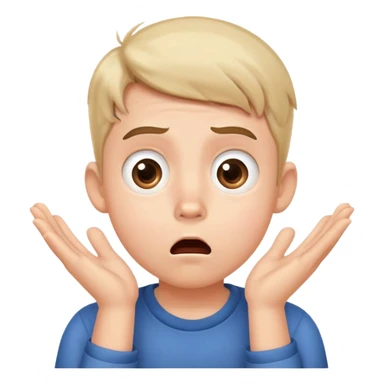 A cute boy with both hands pressed against his cheeks, looking surprised or shocked sticker