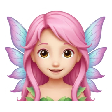 A tiny pastel fairy with pink long hair with glowing wings and a sweet smile  sticker