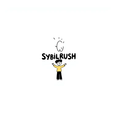 The word "SYBILRUSH" written in bold letters sticker
