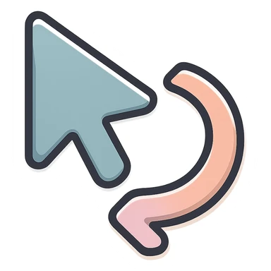 mouse cursor arrow with smooth curve to the right, thin clean contours, soft rounded shapes, pastel palette #98B5BC, #B5B3C1, #C9A3C9, #E4C0CA, #F7DCD1, #F7C0AA, detailed shadows and highlights, soft lighting, transparent background sticker