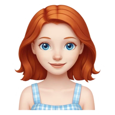 A redhead girl with blue eyes, pale skin, wearing a sundress sticker