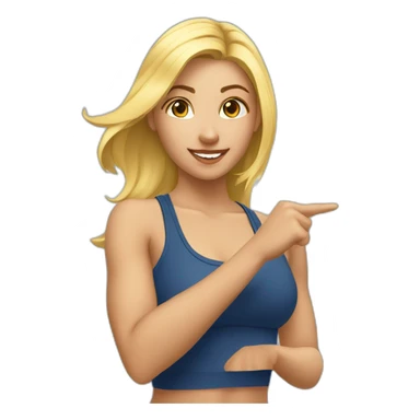 fitness blonde girl pointing on me sticker