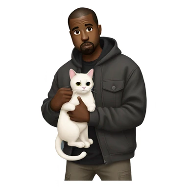 Kanye west holding a cat sticker