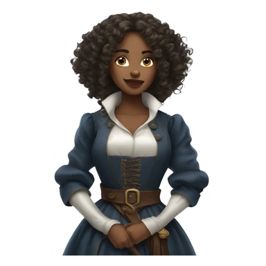 Three musketeers dark women curly long hair sticker