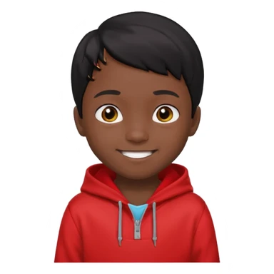 niño de 7 años, con pelo y piel negra. sudadera roja sticker