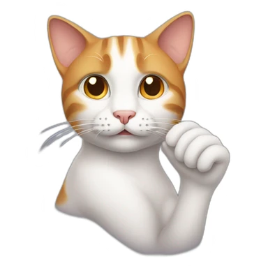Cat thinking with hand sticker