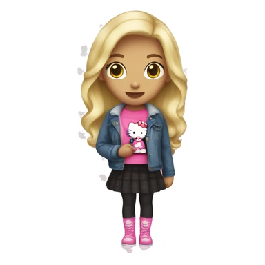 Blonde curvy girl with hello kitty plush sticker