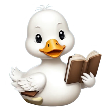 white duck holding book sticker