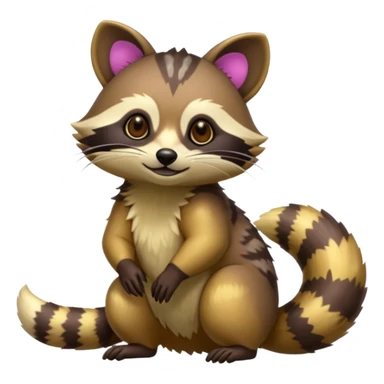 Colorful neon-colored tropical exotic shiny beautiful fantasy-Cacomistle-tanuki-genet-oncilla-animal-hybrid (full body) sticker