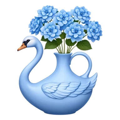 Light blue swan shaped vase with blue flowers in it sticker