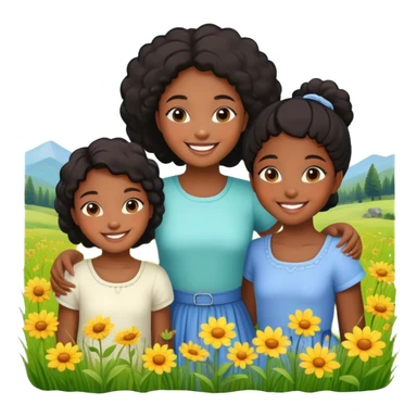 Beautiful meadow with some young black girls  sticker