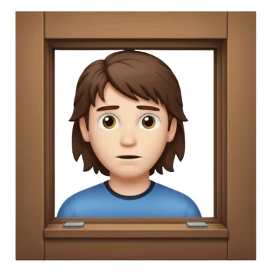 Guy with mullet brown hair creepy peeking through window sticker