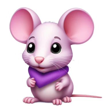 cute pink rat with heart purple sticker
