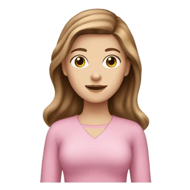 White girl wearing pink and having brown hair  sticker