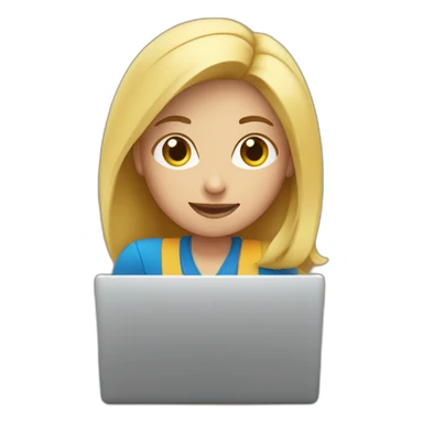 Mujer rubia escribiendo en laptop sticker