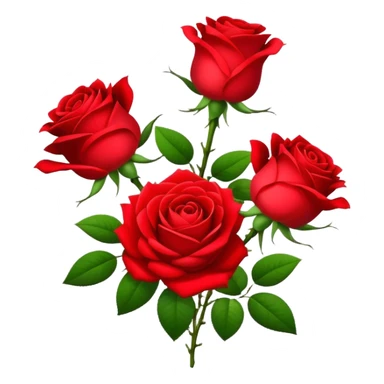 bouquet Bright Red Tea Rose, luxuriant, leaf, bud sticker