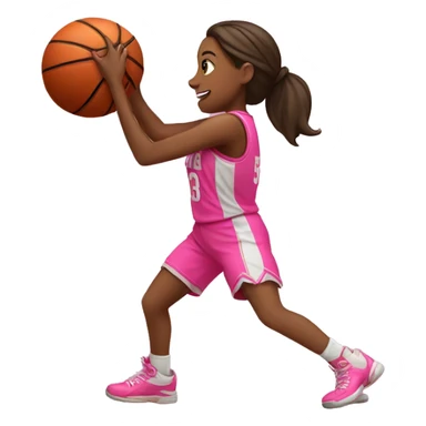 girl in pink jersey shooting a basketball  sticker