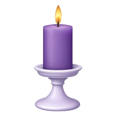 Purple candle on a white candle-holder-stand sticker