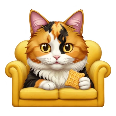 یک گربه که روی مبل  دراز کشیده و دارد پفک میخورد sticker