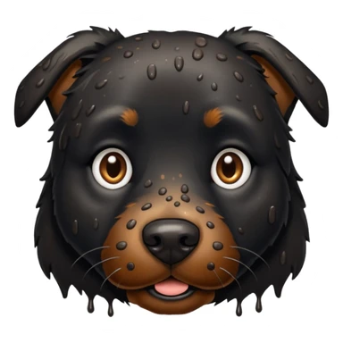 very muddy and dirty black dog face sticker