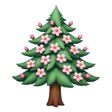 sapin avec fleurs de cerisier sticker