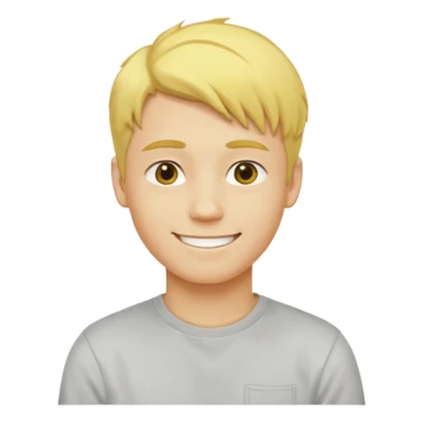 Yellow hair side part man, 20 year old, yellow skin, smile sticker