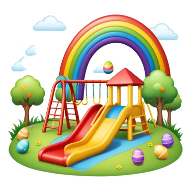 an easter rainbow bouncy play park landscape  sticker