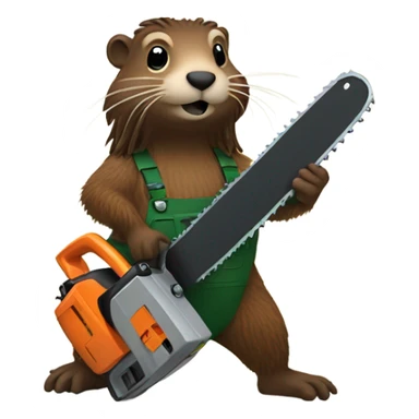 Dreadlock woodchuck holding a chain saw sticker