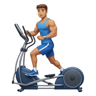 buff guy in blue shorts using elliptical sticker