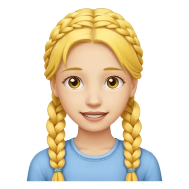 a girl with braces and yellow braided hair sticker