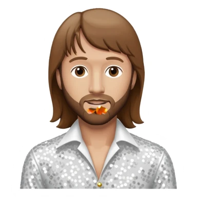 Maurice Gibb from Bee Gees with long brown hair, white sequin outfit  sticker