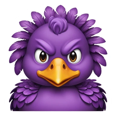 purple duck with furrowed brows, angry expression sticker