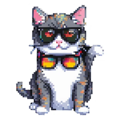playful cat wearing sunglasses sticker