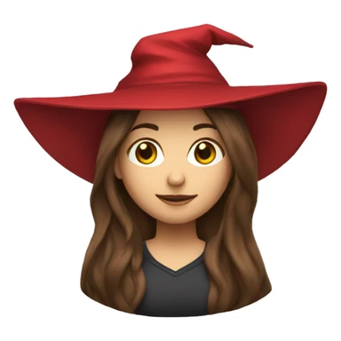 long hair brunette witch with red baseball cap sticker