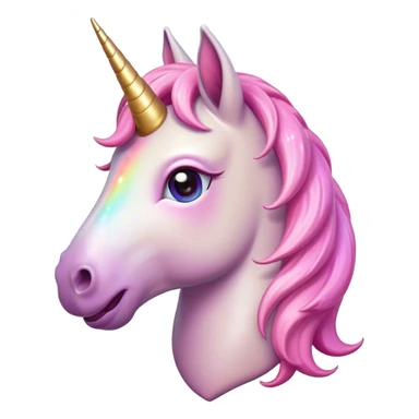 Cinematic Comical Unicorn Pony Portrait Emoji, Head tilted dramatically with an exaggeratedly amused expression, featuring a compact, magically adorned form with a sparkling tiny horn, wide, comically expressive eyes full of playful disbelief, and a subtly animated mane, Simplified yet hilariously expressive features, highly detailed, glowing with a slightly sassy pastel glow, high shine, dramatic yet playful, stylized with an air of cheeky magical mischief, soft glowing outline, capturing the essence of a meme-worthy unicorn pony that looks ready to trot its way into viral fame! sticker