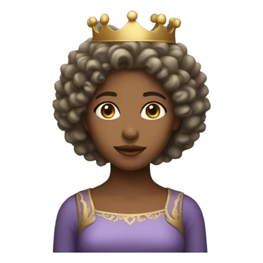 girl with curly hair wearing a crown sticker