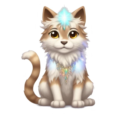 Furry, sparkle, iridescent, colorful, pastel, edgy, cool, fantasy beautiful, brown, beige, white, divine, godly, angelic, animal, anthro, full body, fursona, feline sticker