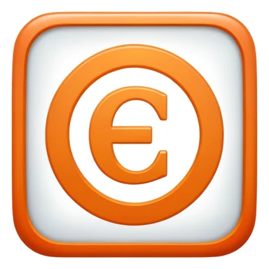 make me an emoji of the letter E from etsy no background high def orange square witha white E in the center with a times new roman looking font sticker