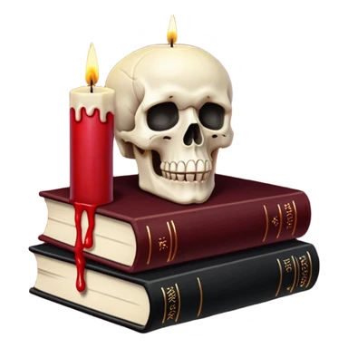 skull candle on black occult books dark red sticker