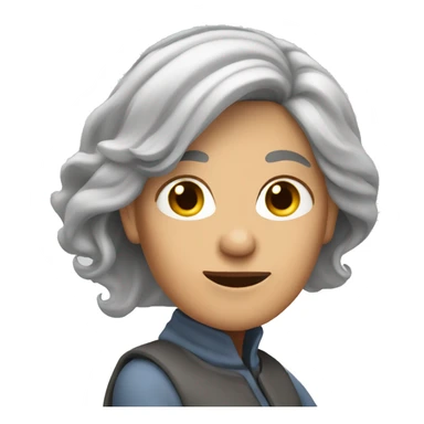 Long grey hair woman in wheelchair  sticker