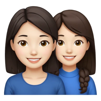 Korean girl and white brunette girl smiling sticker
